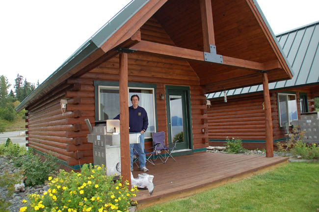 Alaskan Suites back deck of Red Salmon cabin