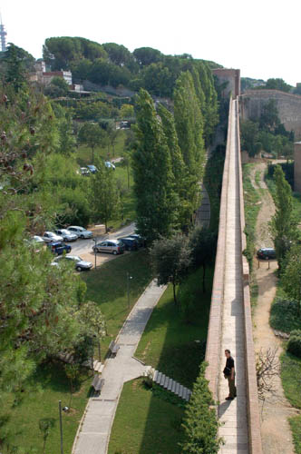 walking on city wall